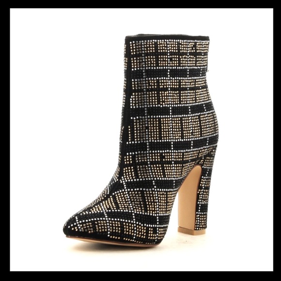 ❤️SIZE 7 Crystal Embellished Block Heel Booties - Picture 7 of 8